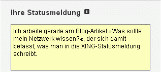 XING-Statusmeldung: